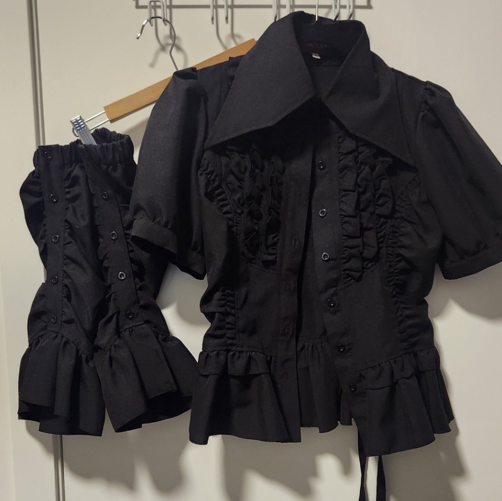 Trad Goth Lolita Vampire Blouse With Matching Armwarmer Sleeves
